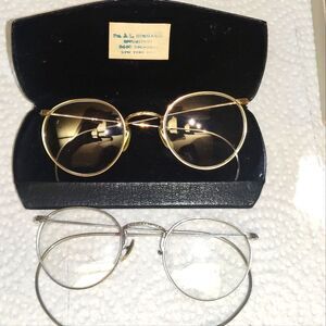 Antique 1930's 2 pair 10-12k Gold Eyeglasses Yellow Gold and White Gold Frames